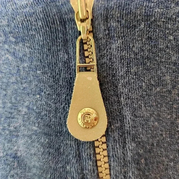 Vintage Tommy Hilfiger Terry Cloth Jacket Hoodie Womens XL Full Zip Logo Blue - Picture 5 of 5